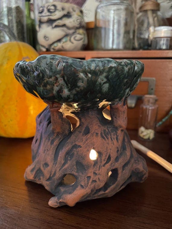 Ceramic Aroma Lamp: Ancient Tree Design, Aromatherapy, Tealight Holder